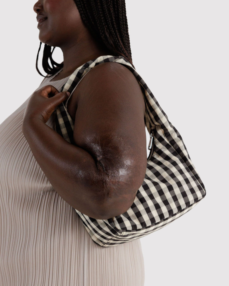 BAGGU Wholesale  Small Nylon Meringue Bag - Black and Cream Gingham