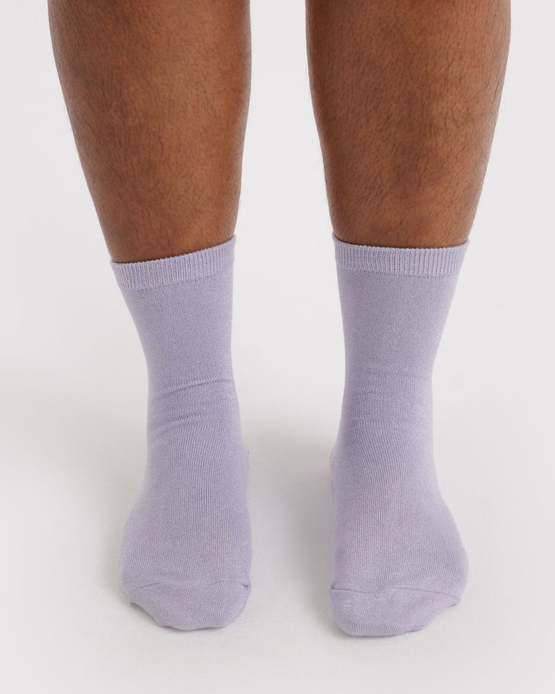 BAGGU Wholesale Metallics Crew Sock - Lilac Metallic