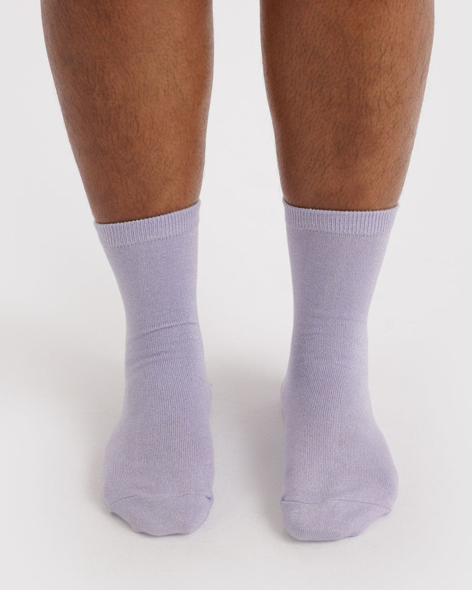 BAGGU Wholesale Metallics Crew Sock - Lilac Metallic