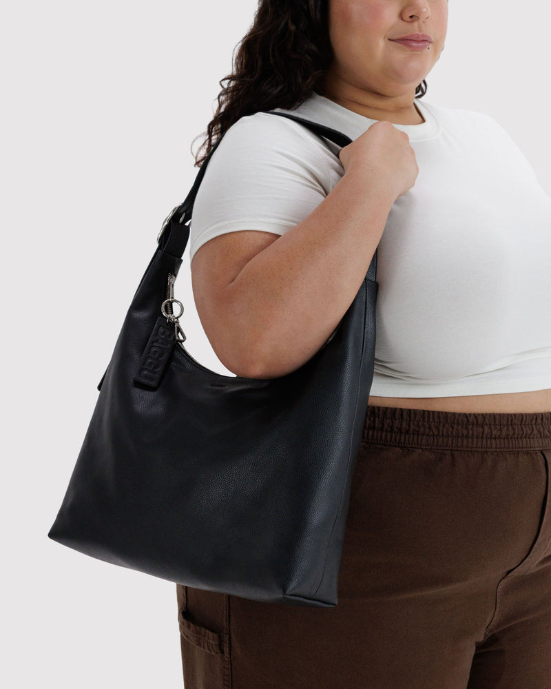 BAGGU Wholesale  Recycled Leather Shoulder Bag - Black