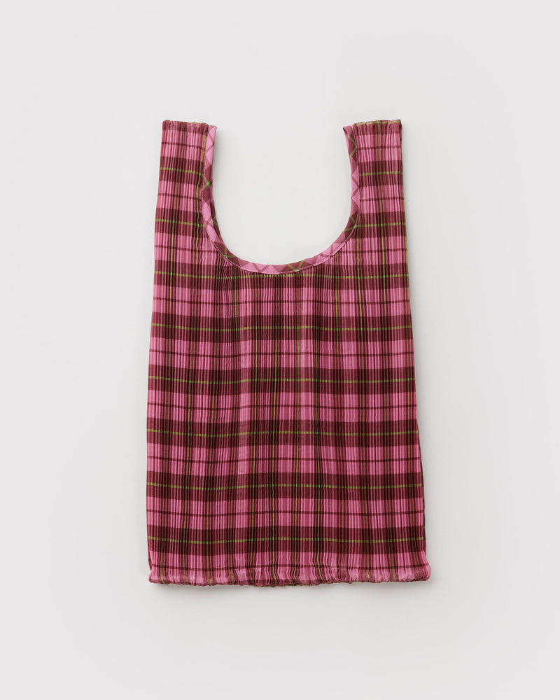 BAGGU Wholesale  Pleated Baggu - Azalea Pink Tartan