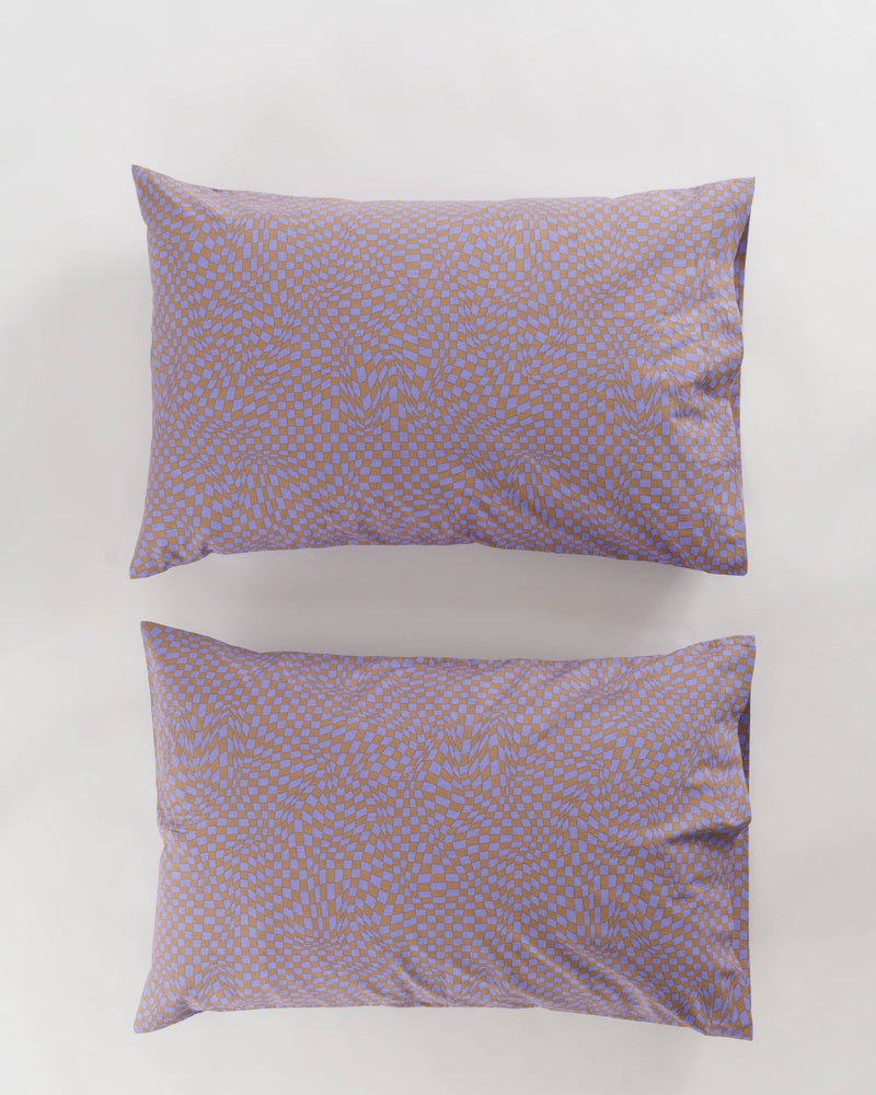 BAGGU Wholesale  Pillow Case Set of 2 - Lavender Trippy Checker