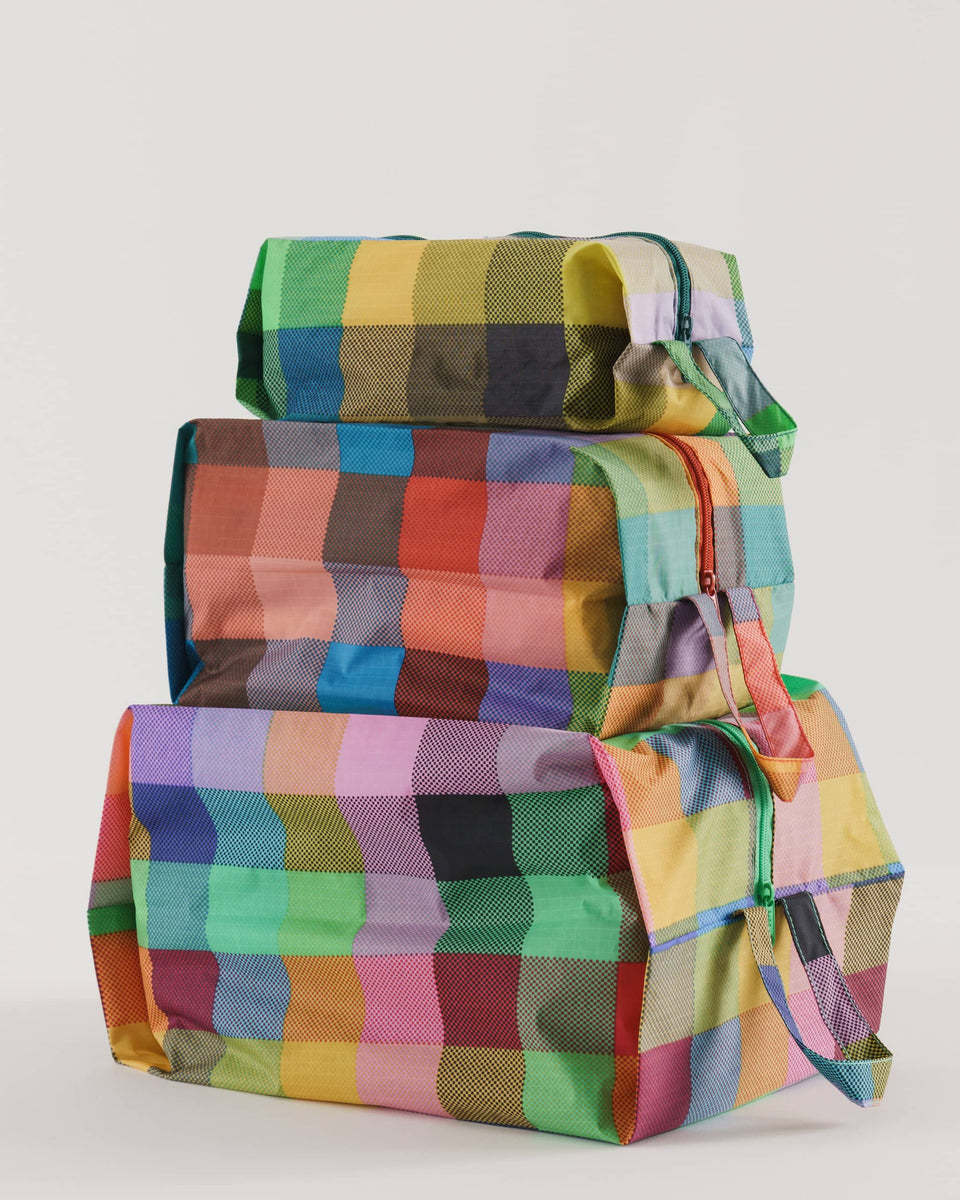 BAGGU Wholesale Pouches 3D Zip Set - Madras Mix