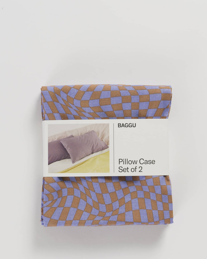 BAGGU Wholesale  Pillow Case Set of 2 - Lavender Trippy Checker
